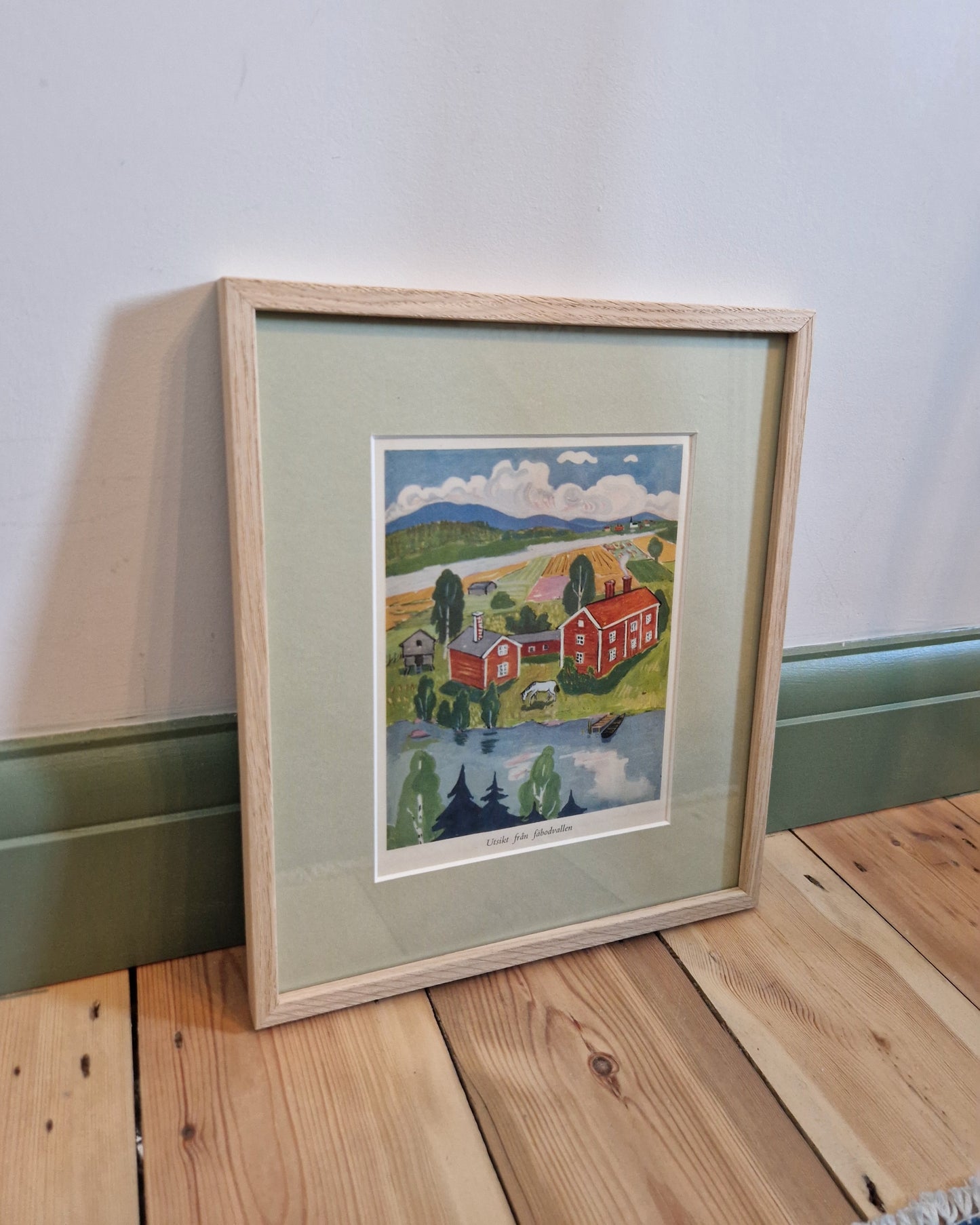 Framed Vintage Swedish Children's Illustration - The View