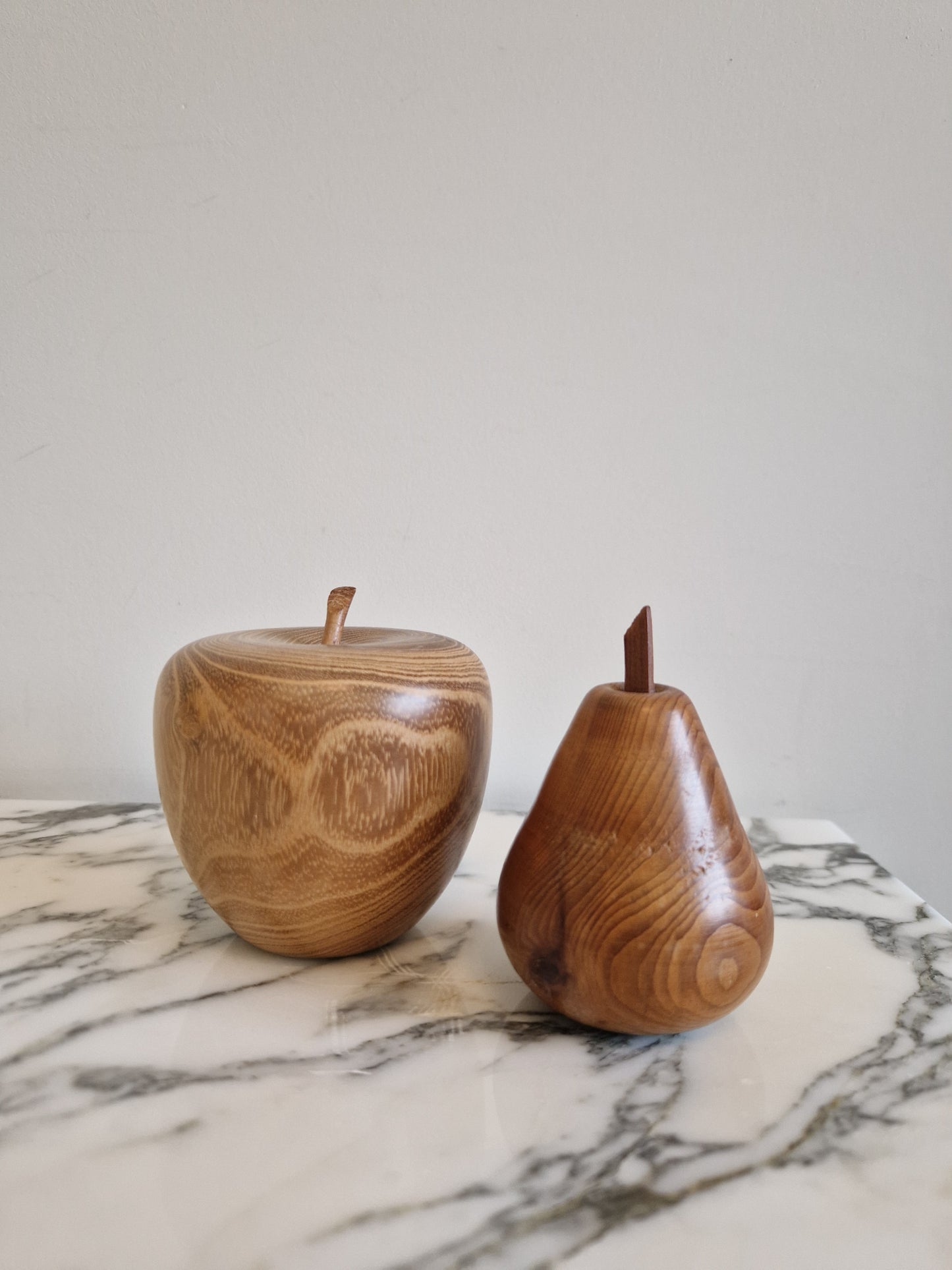 Wooden Apple and Pear Ornaments