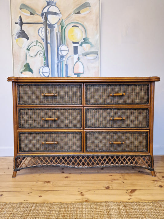 Wicker Rattan Chest Of Drawers Sideboard