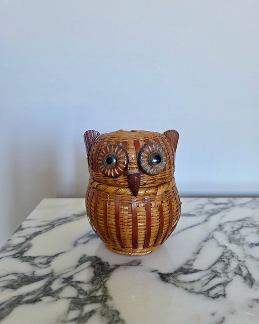Small Wicker Owl Trinket Pot