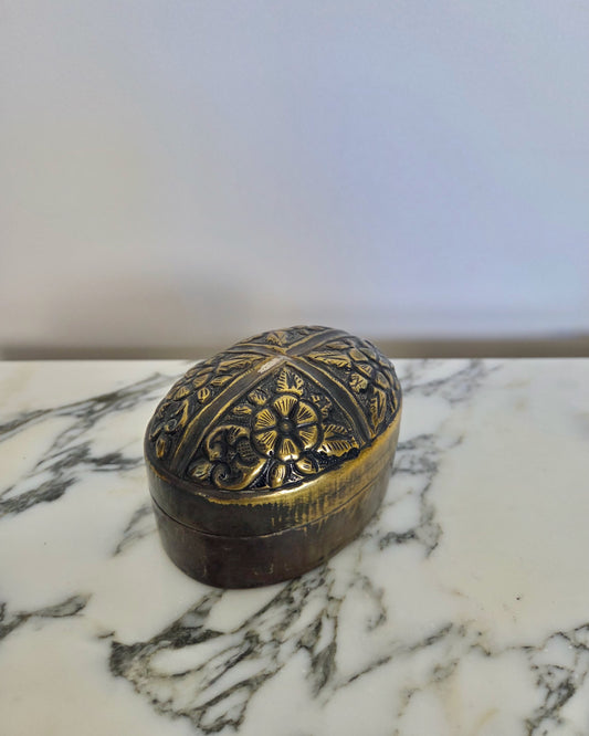 Brass Pot with Flower Detail