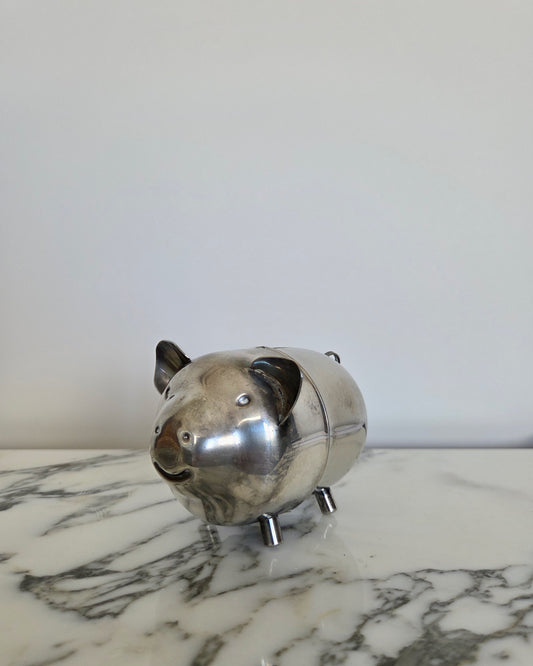 Vintage Chrome Piggy Bank