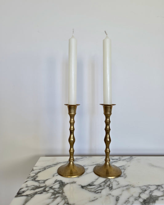 Brass Faux Bamboo Candlesticks