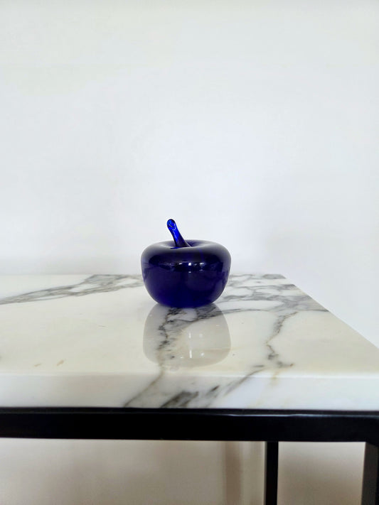 Blue Glass Apple Paperweight