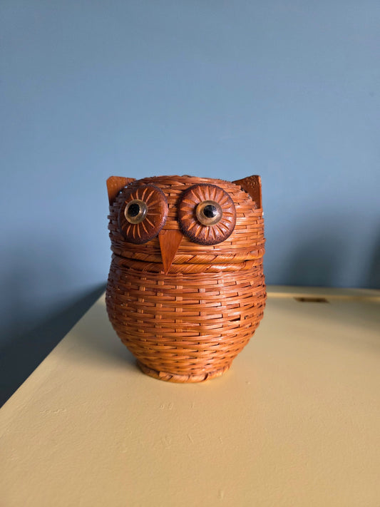 Medium Wicker Owl Trinket Pot