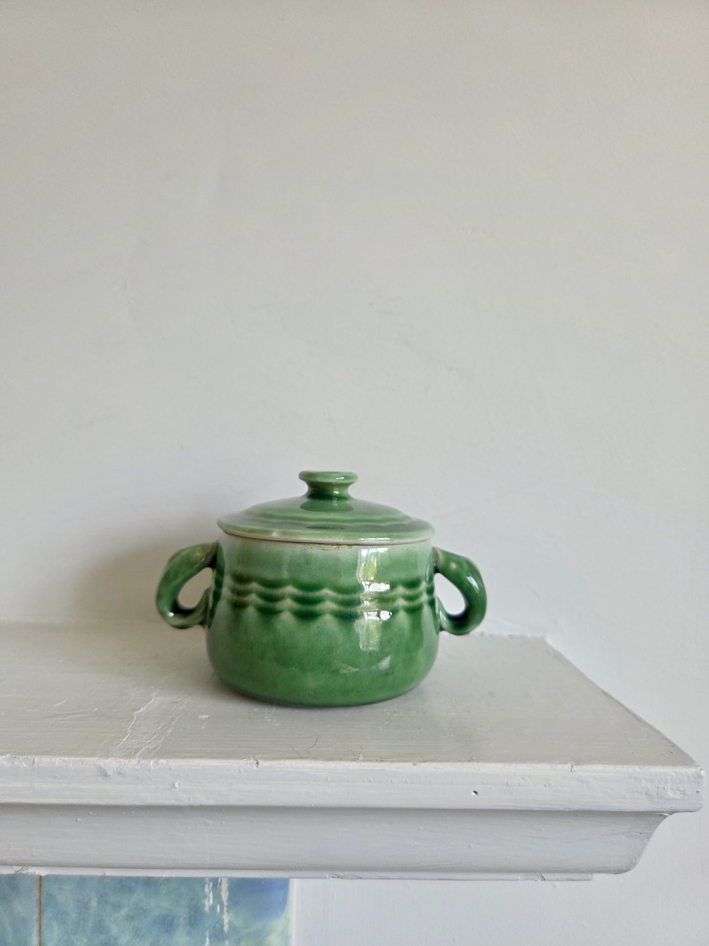Vintage Green Sugar Bowl