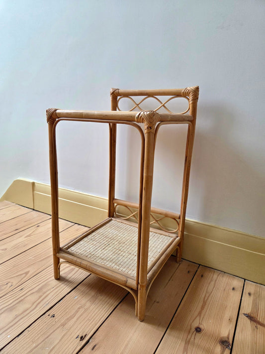 Bamboo and Rattan Two Tier Side Table