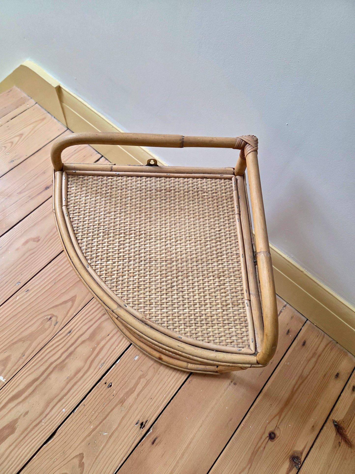 Bamboo and Rattan Corner Shelf