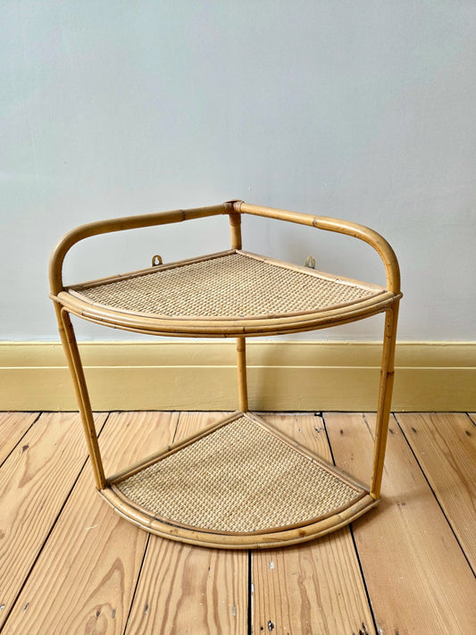 Bamboo and Rattan Corner Shelf