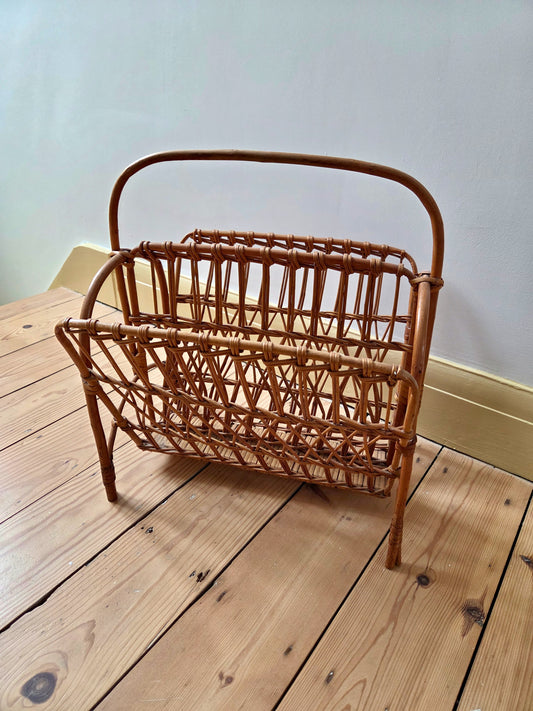 Vintage Rattan Magazine Rack