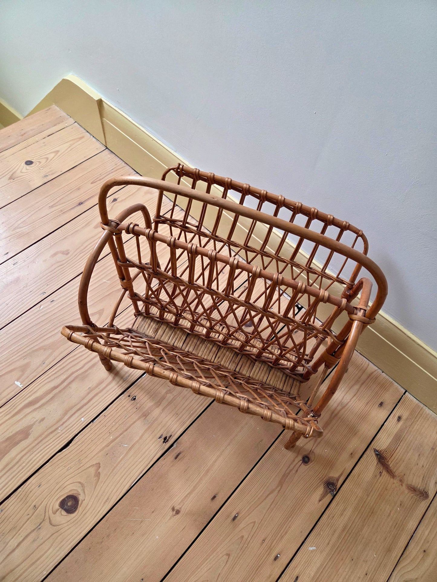 Vintage Rattan Magazine Rack