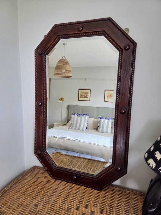 Octagonal Oak Mirror