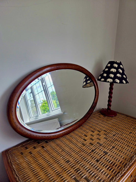 Antique Edwardian Inlaid Oval Mirror
