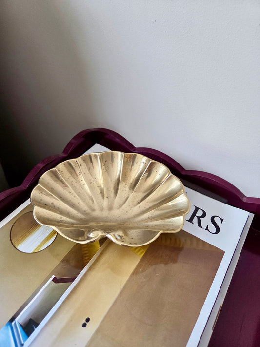 Vintage Brass Shell Trinket Dish