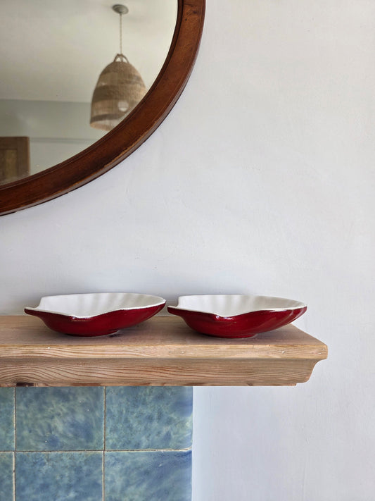 A Pair of Emile Henry France Shell Dishes