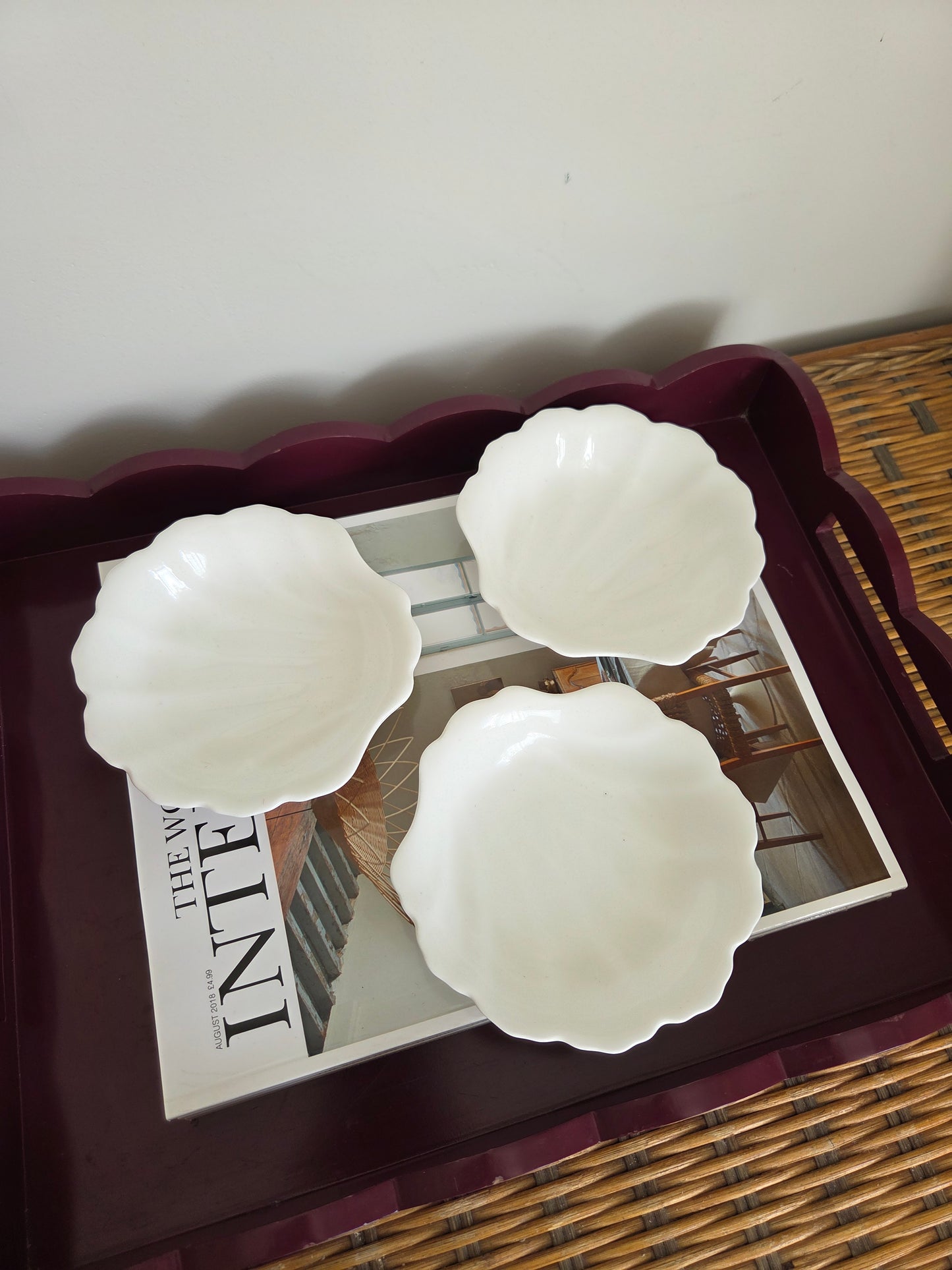 Vintage Milk Glass Shell Dishes