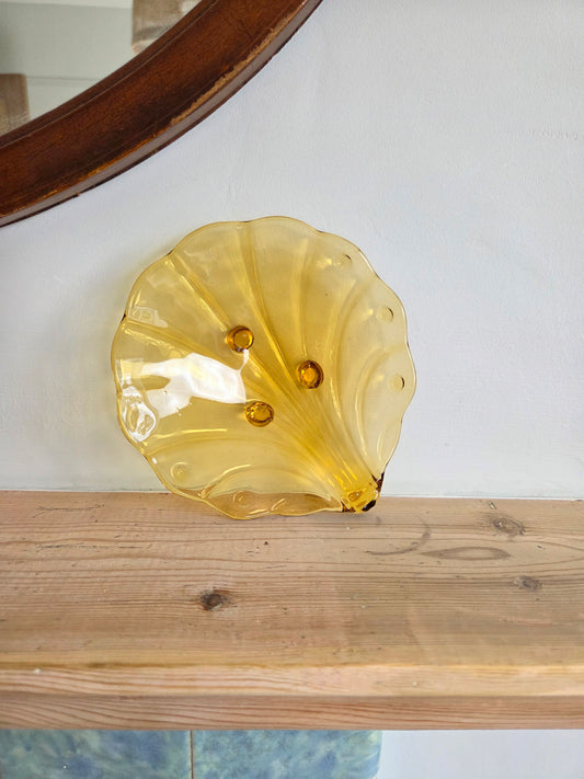 Vintage Amber Shell Dish