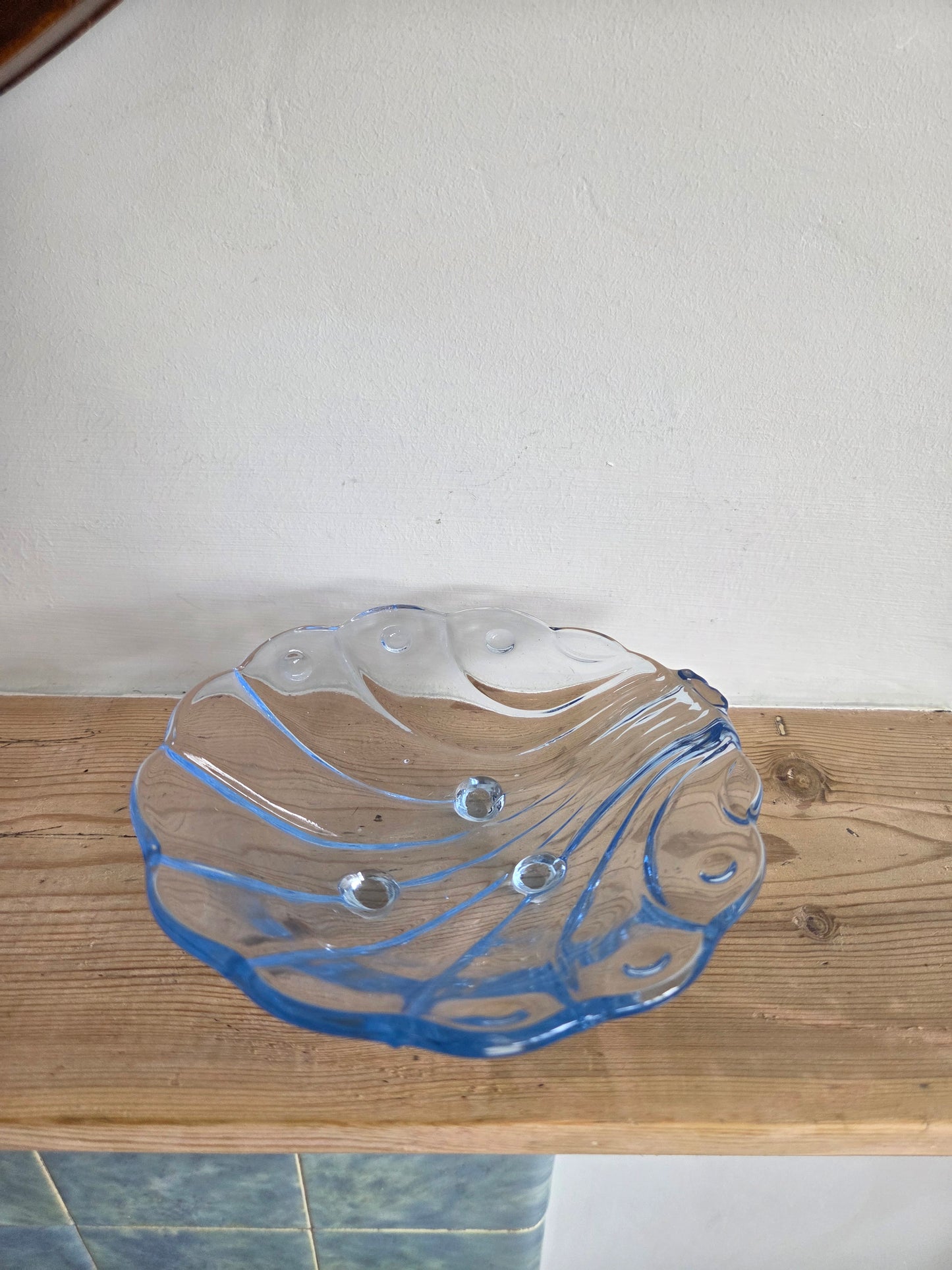 Set of Blue Glass Shell Dishes