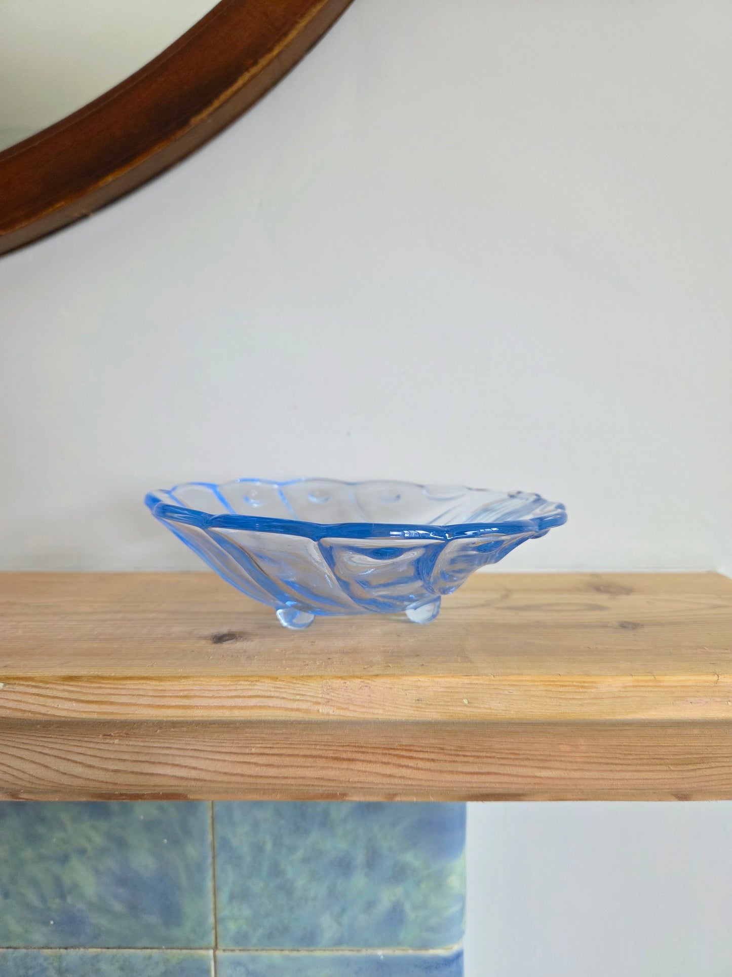 Set of Blue Glass Shell Dishes