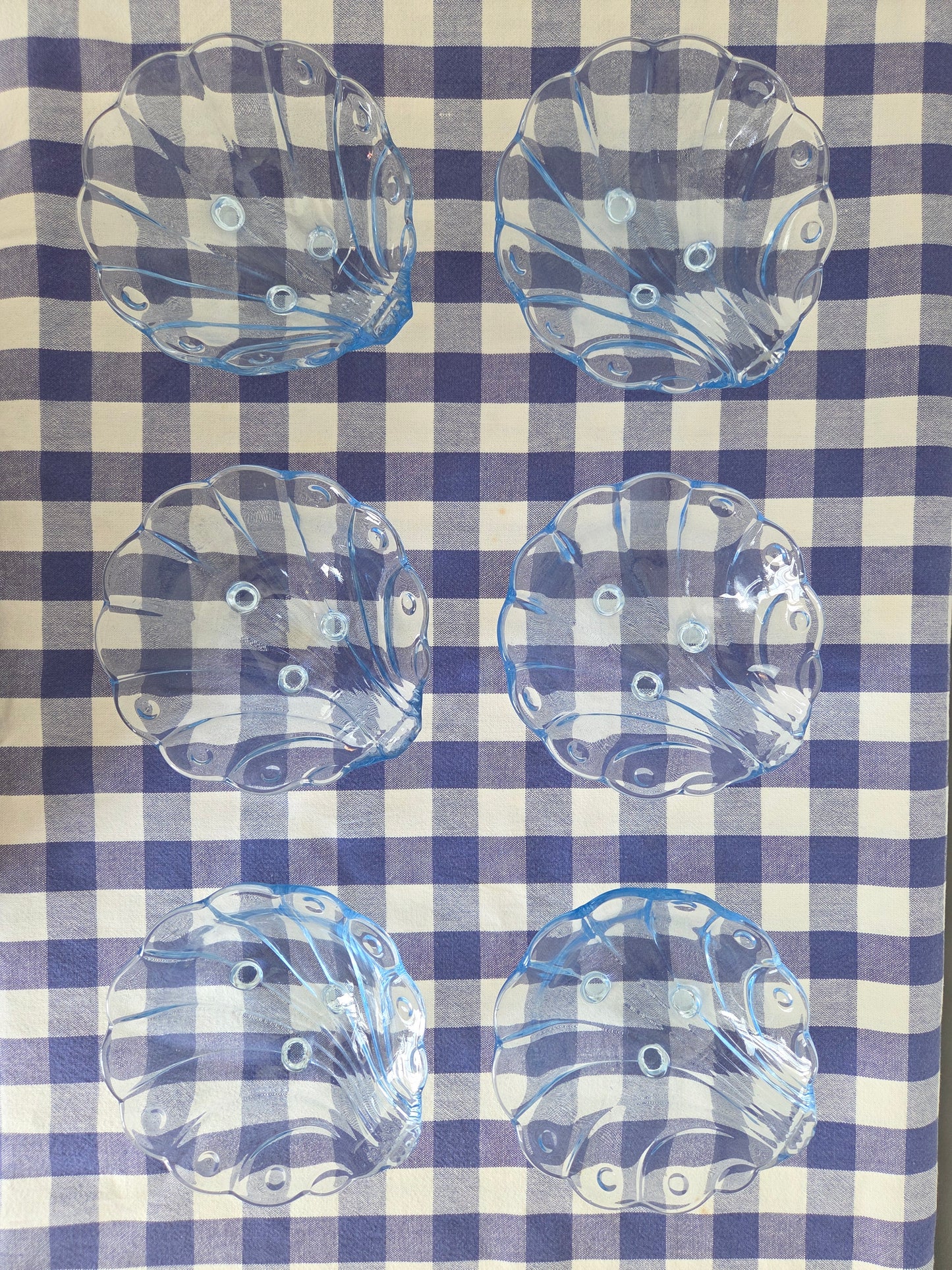 Set of Blue Glass Shell Dishes
