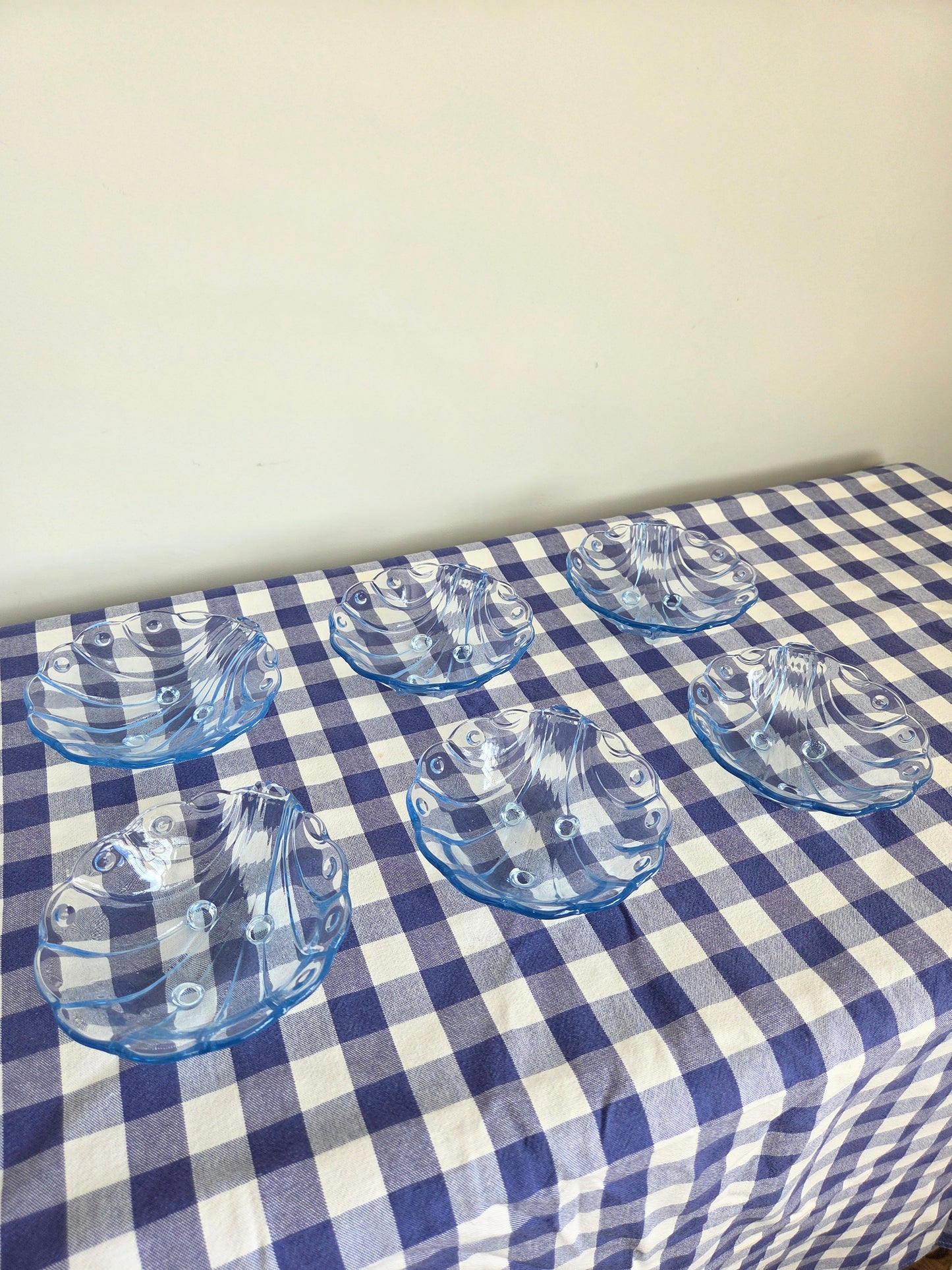 Set of Blue Glass Shell Dishes