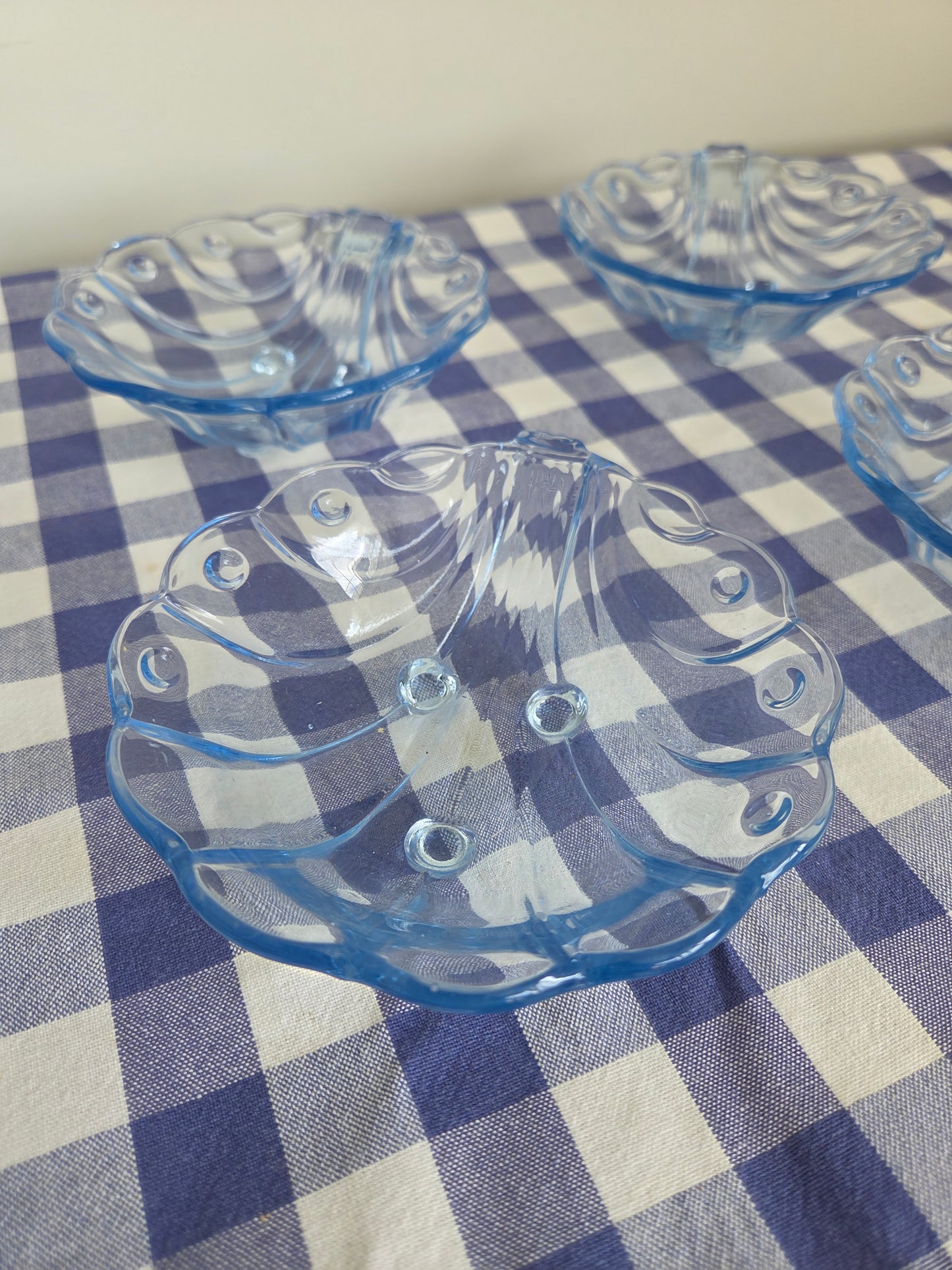 Set of Blue Glass Shell Dishes