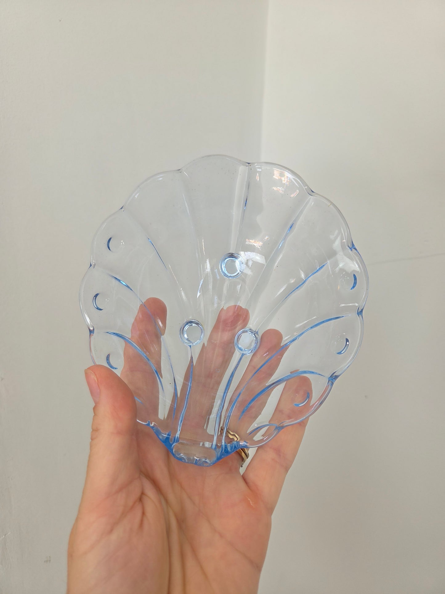 Set of Blue Glass Shell Dishes