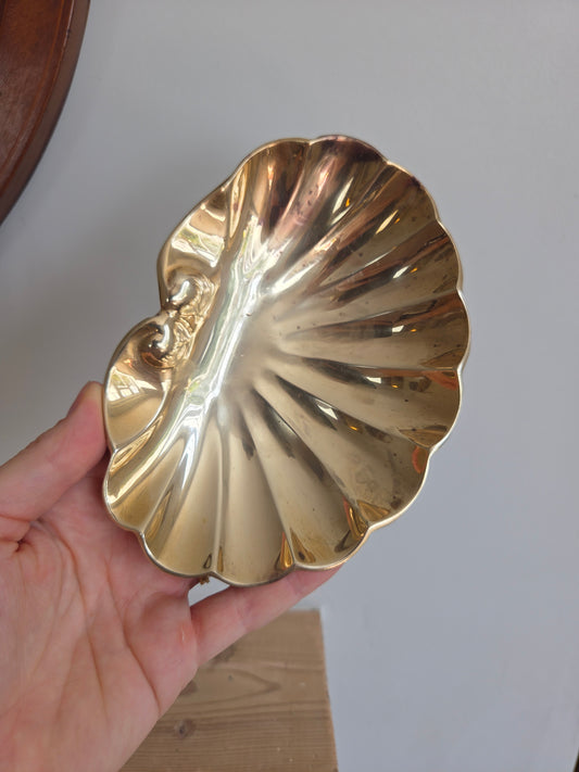 Vintage Brass Shell Trinket Dish