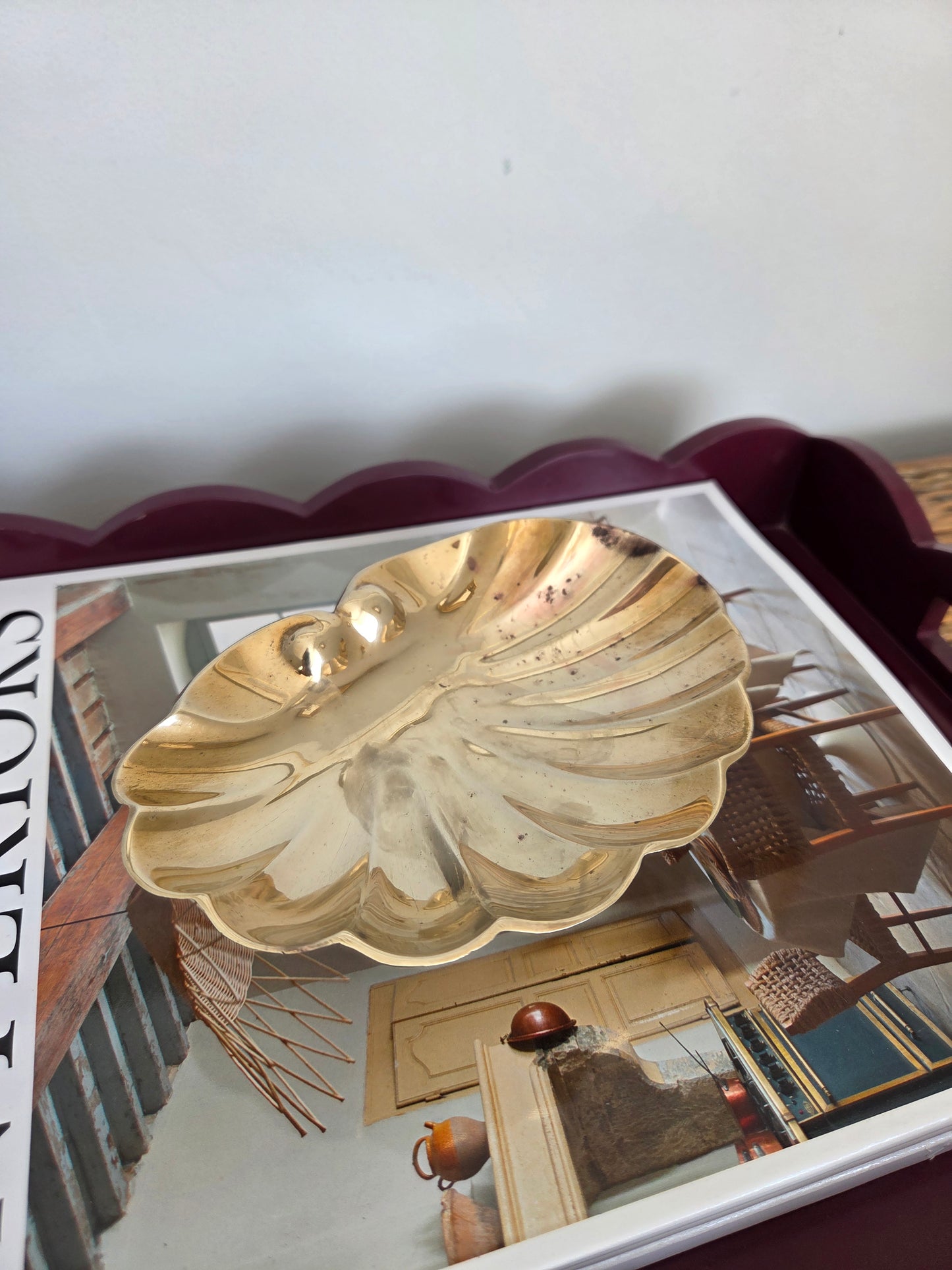 Vintage Brass Shell Trinket Dish