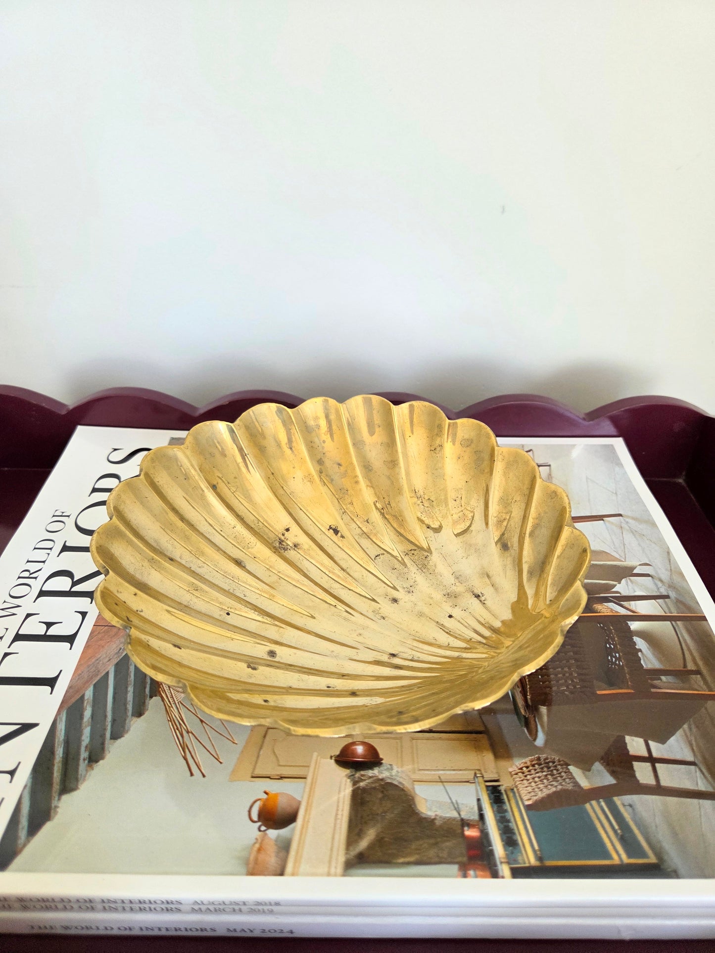 Large Brass Clam Shell Dish