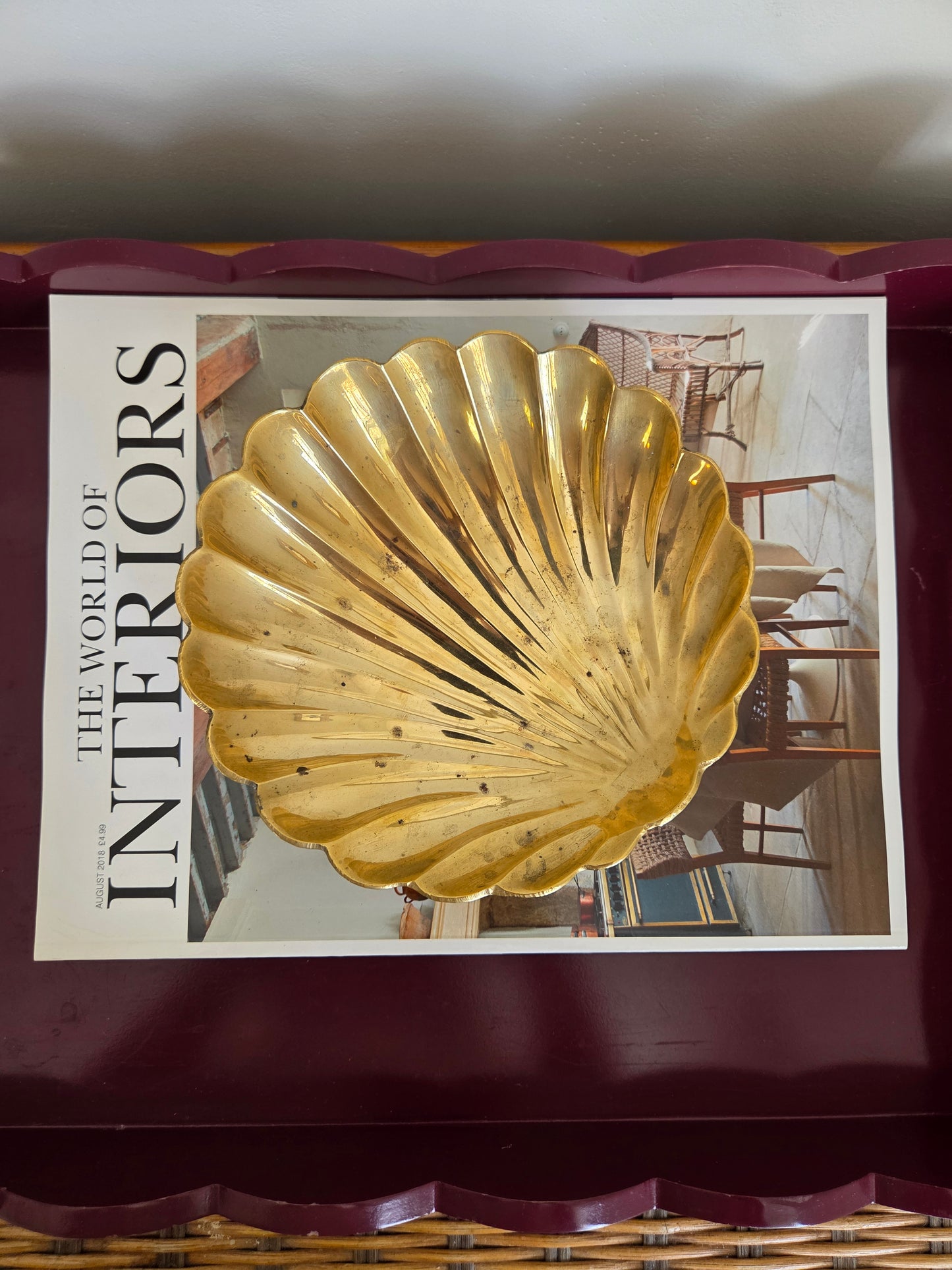 Large Brass Clam Shell Dish