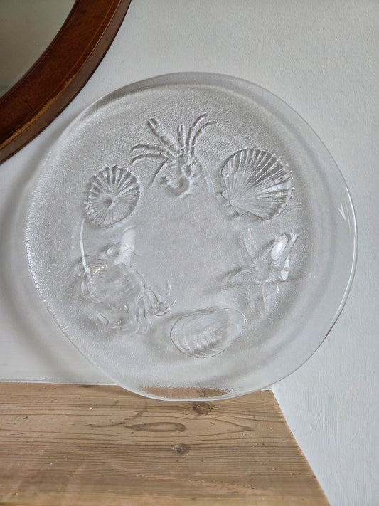 Vintage Glass Sea Themed Plate