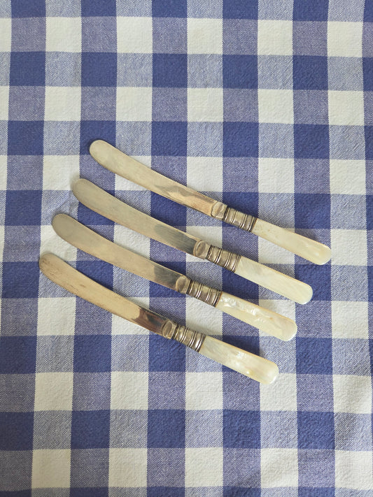 Mother of Pearl and Silver Plated Butter Knives
