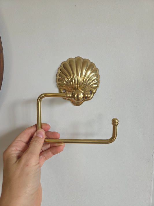 Brass Shell Toilet Roll And Towel Holder