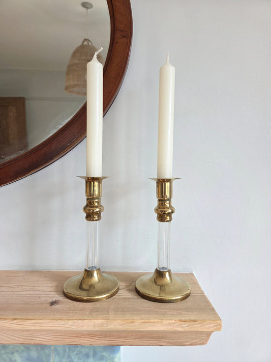 Vintage Brass and Acetate Candlesticks