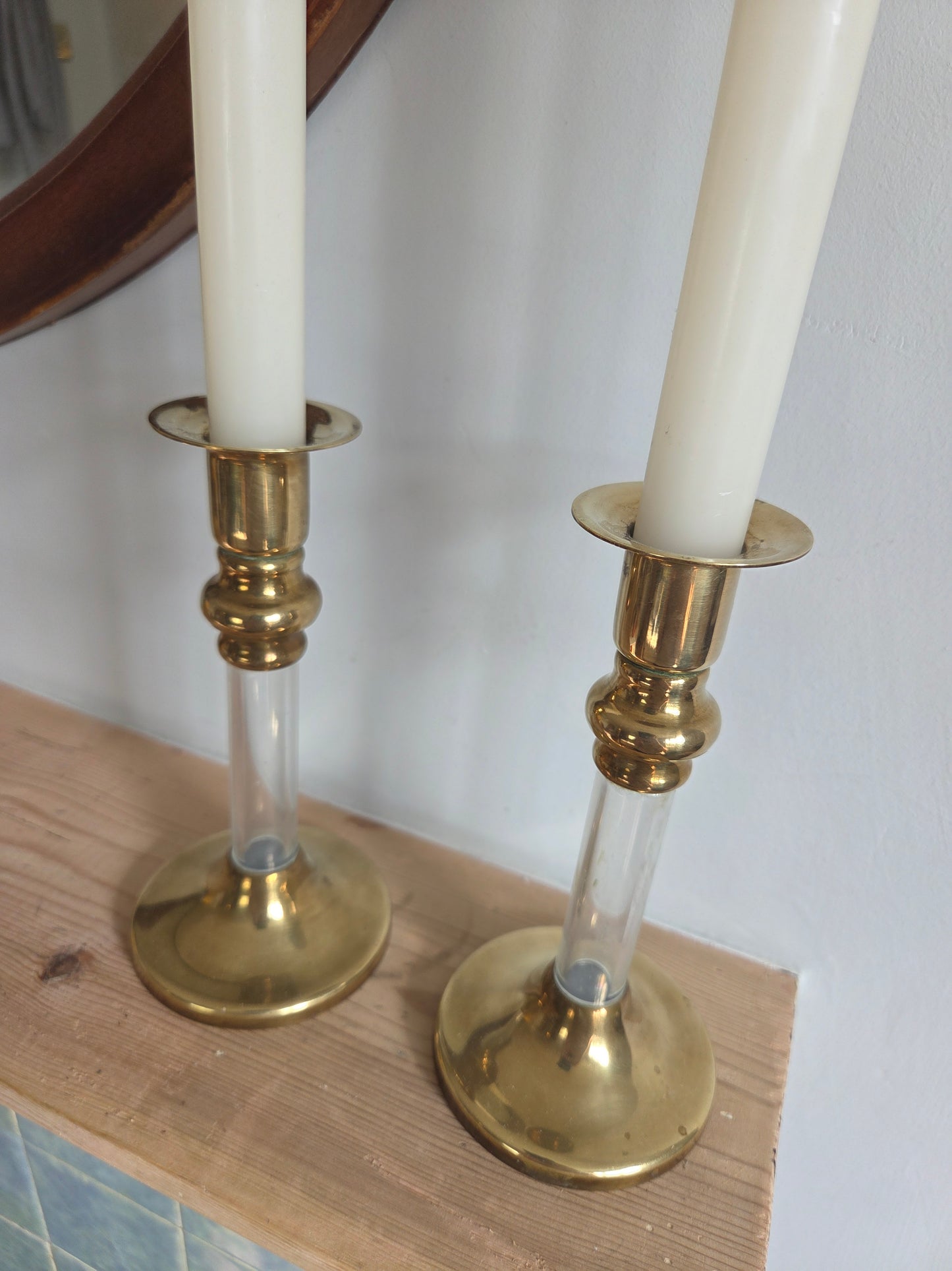 Vintage Brass and Acetate Candlesticks