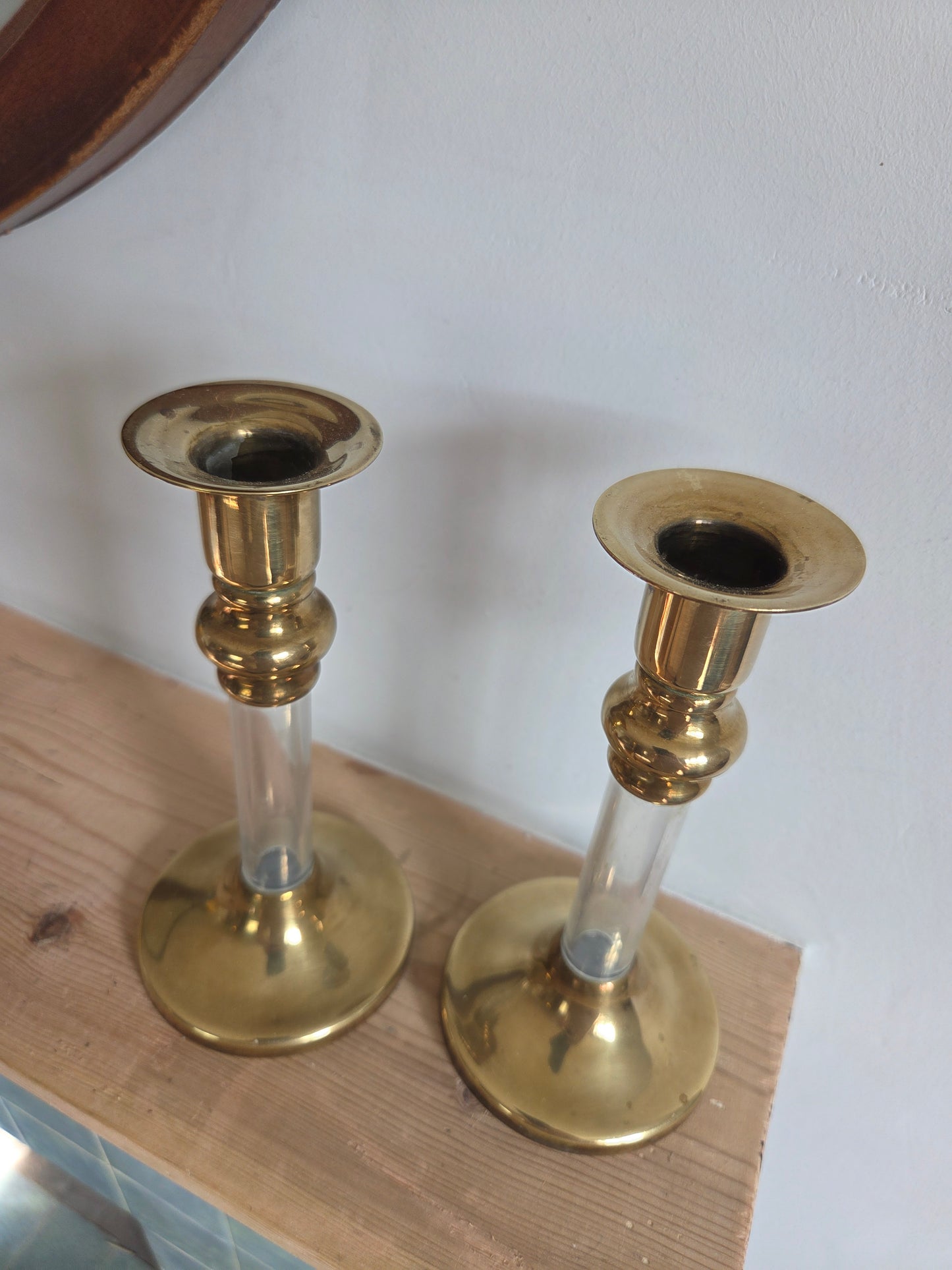 Vintage Brass and Acetate Candlesticks