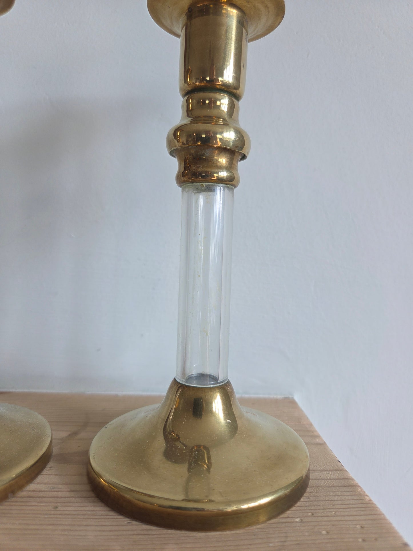 Vintage Brass and Acetate Candlesticks