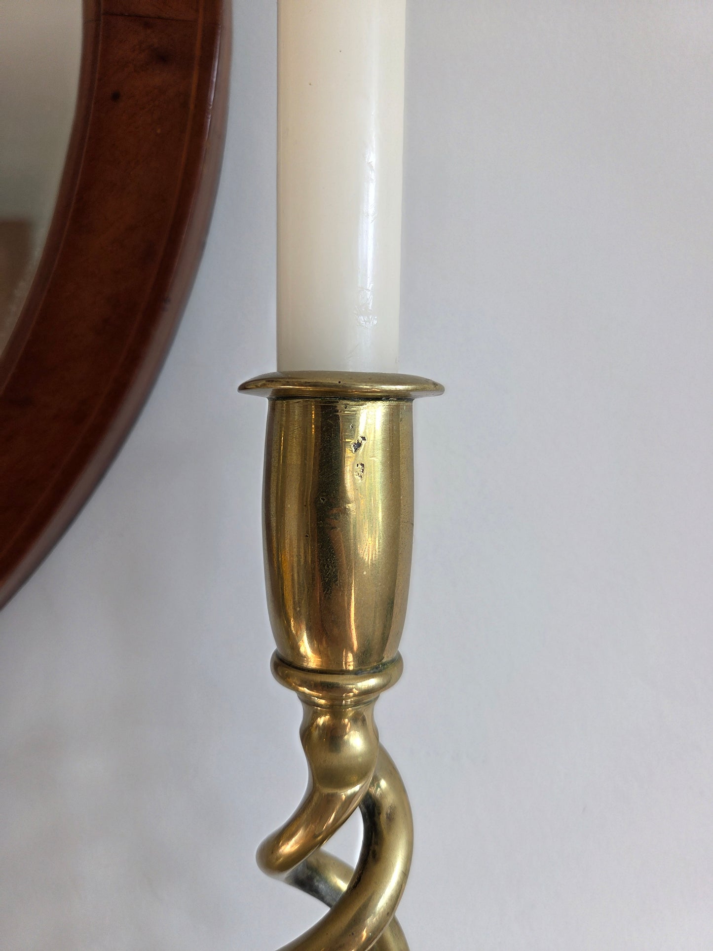 Edwardian Brass Twist Candlesticks