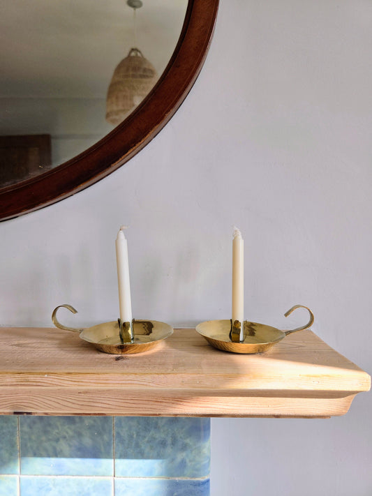 Pair of Swedish Handcrafted Mini Chambersticks