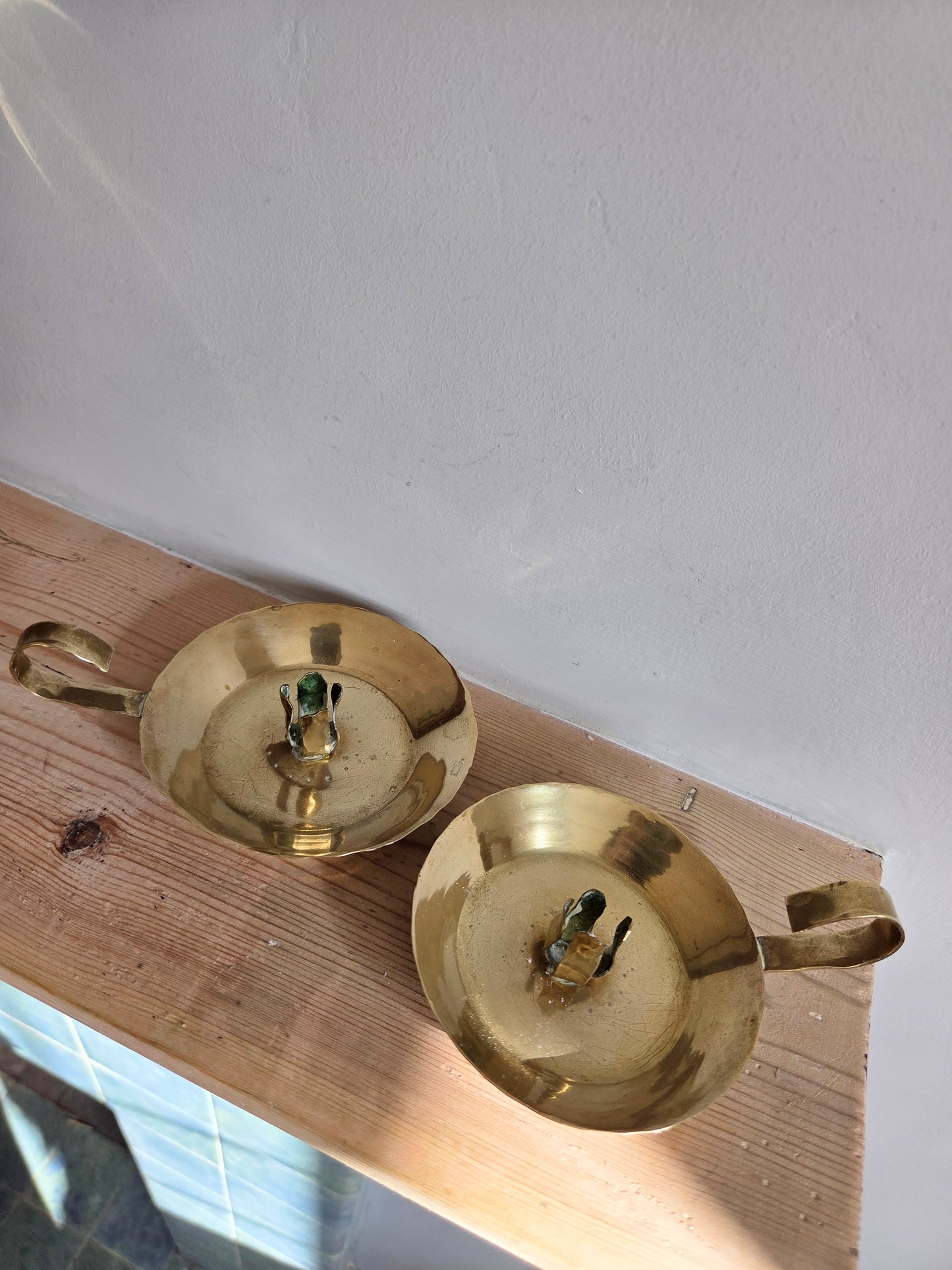 Pair of Swedish Handcrafted Mini Chambersticks