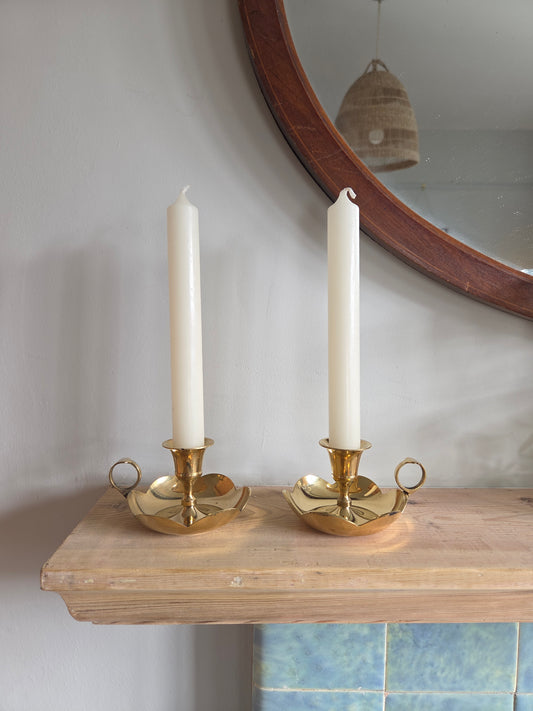 Pair of Scallop Brass Candlesticks