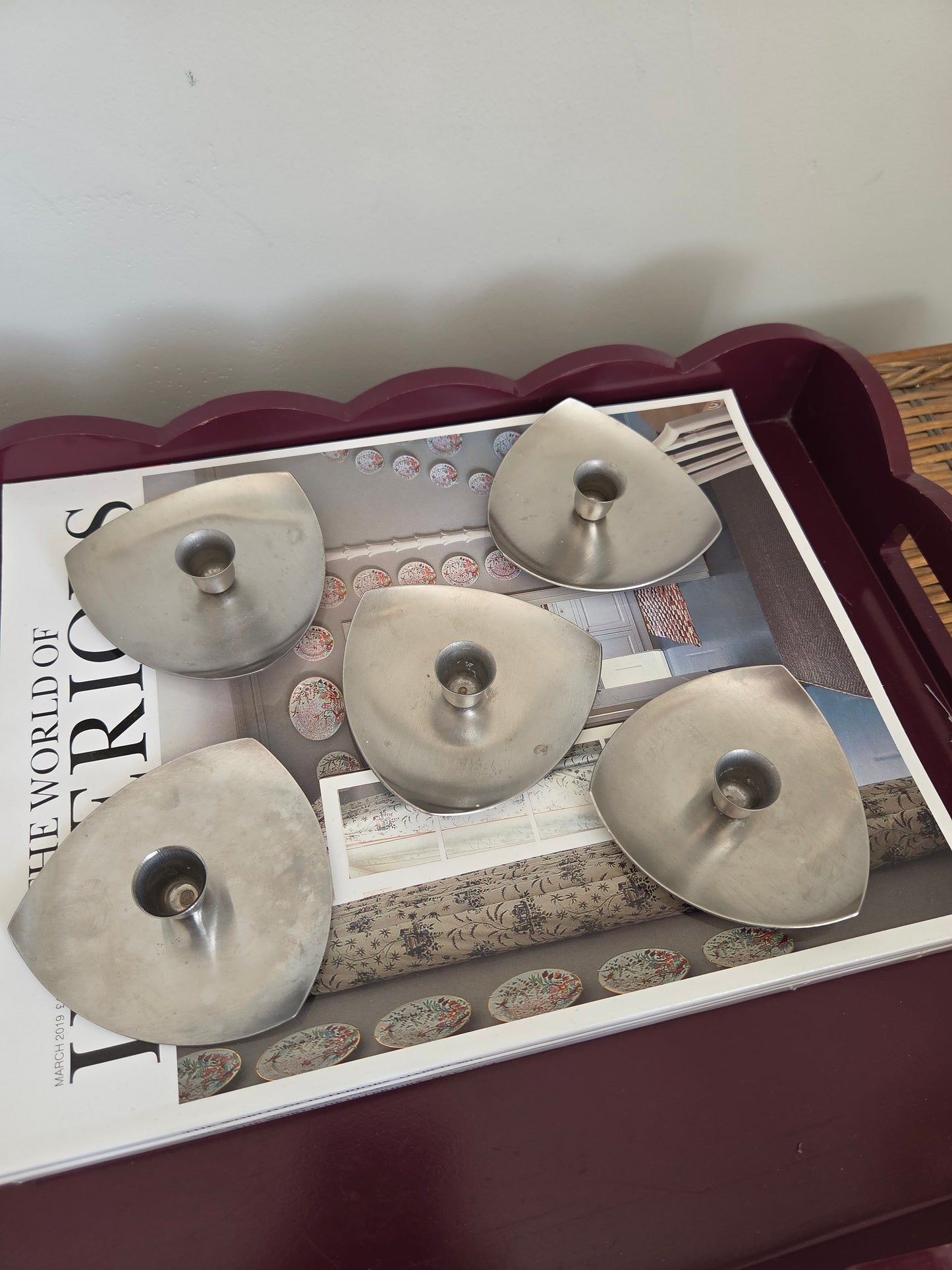 Set of Five Danish Steel Candleholders