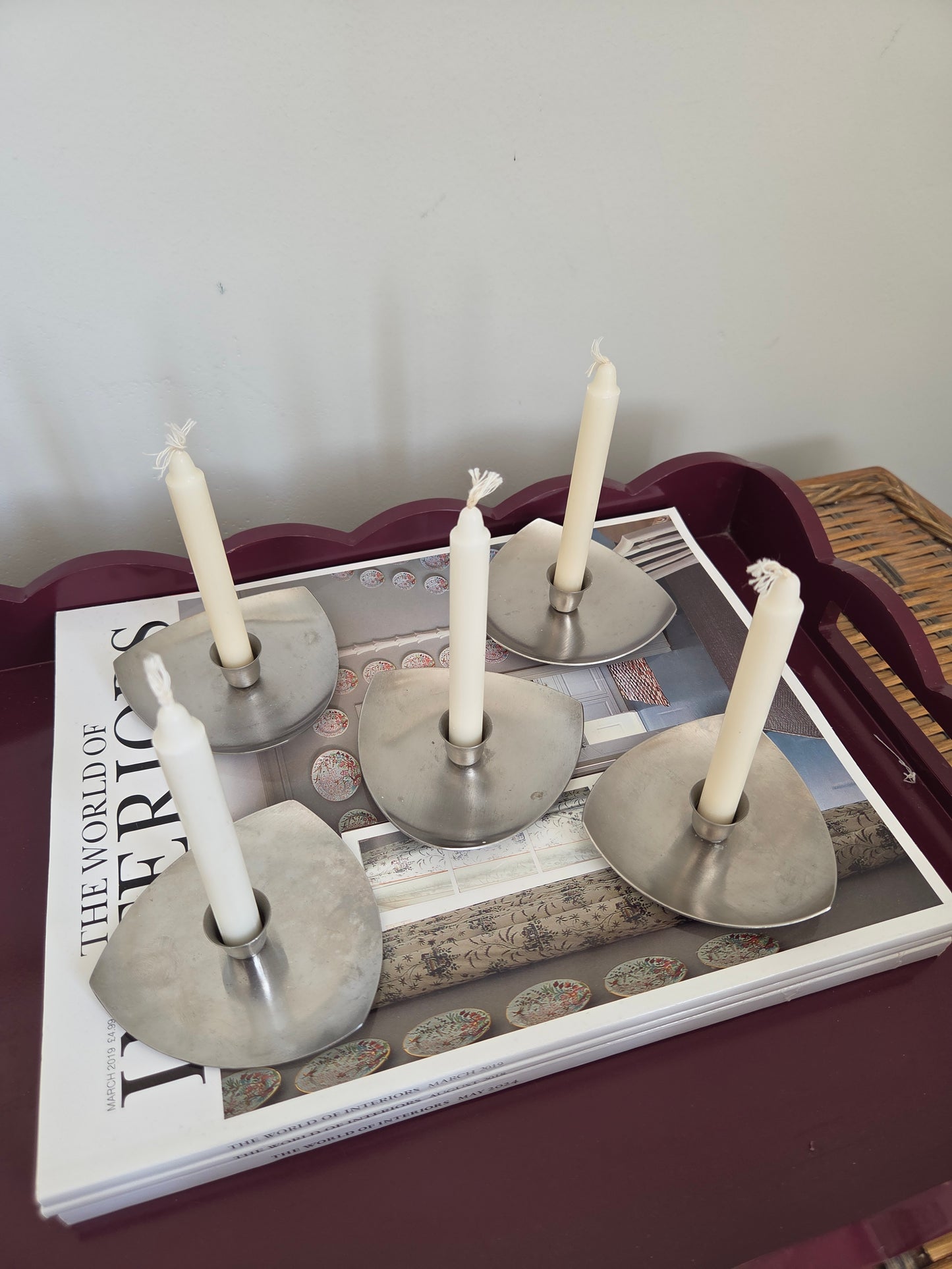 Set of Five Danish Steel Candleholders