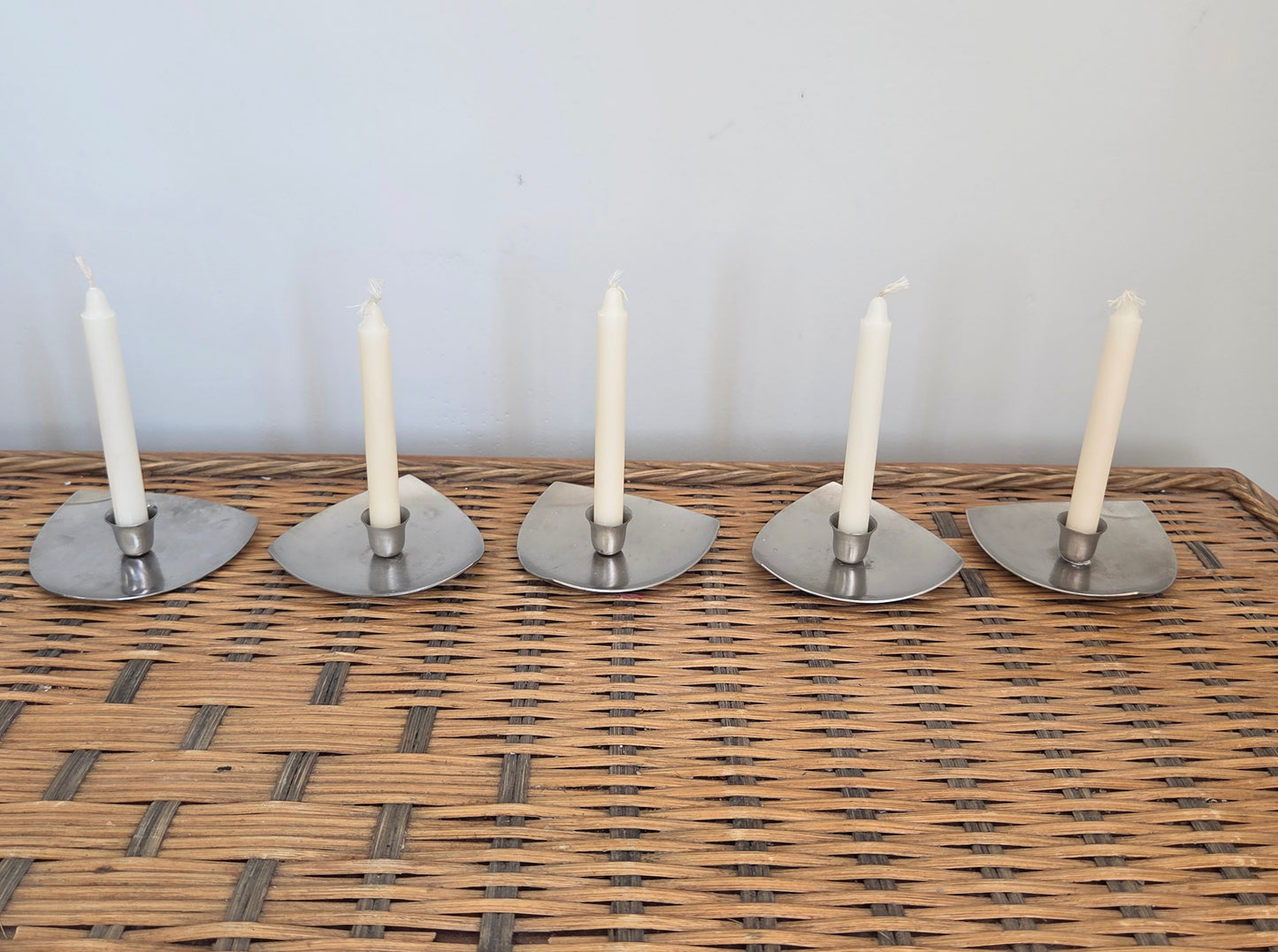 Set of Five Danish Steel Candleholders