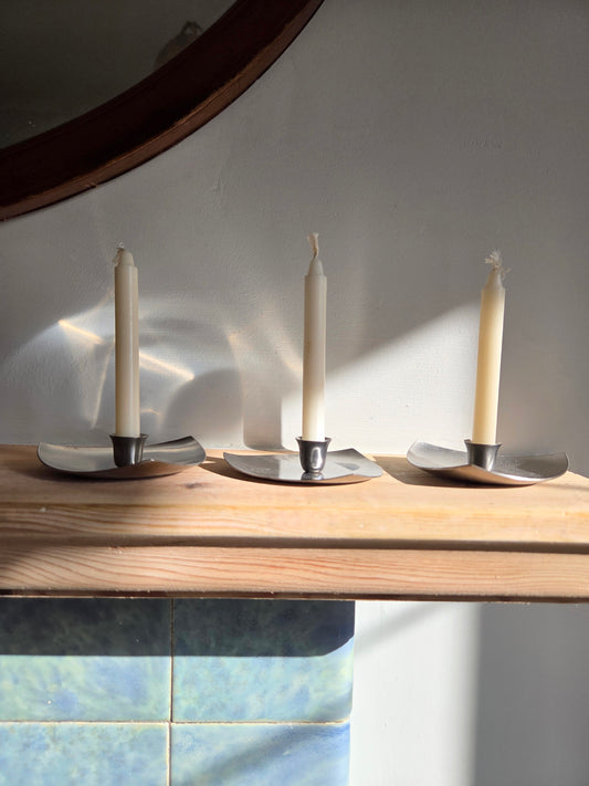 Set of Five Danish Steel Candleholders