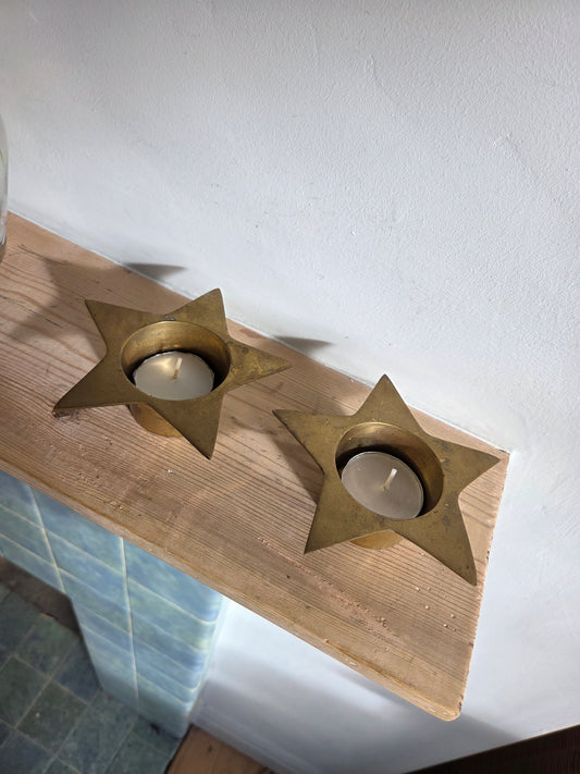 Pair of Brass Star Tealight Votives