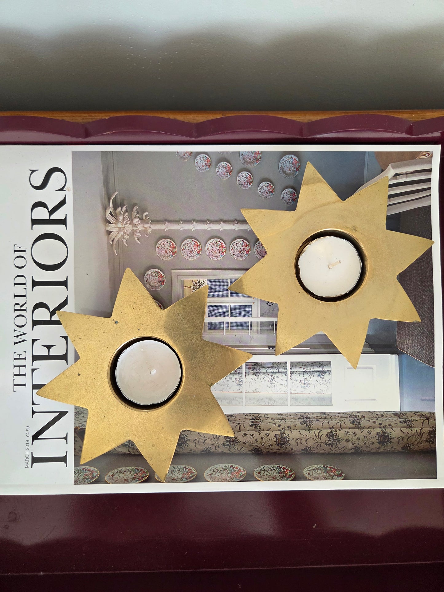 Pair of Brass Star Tealight Holders