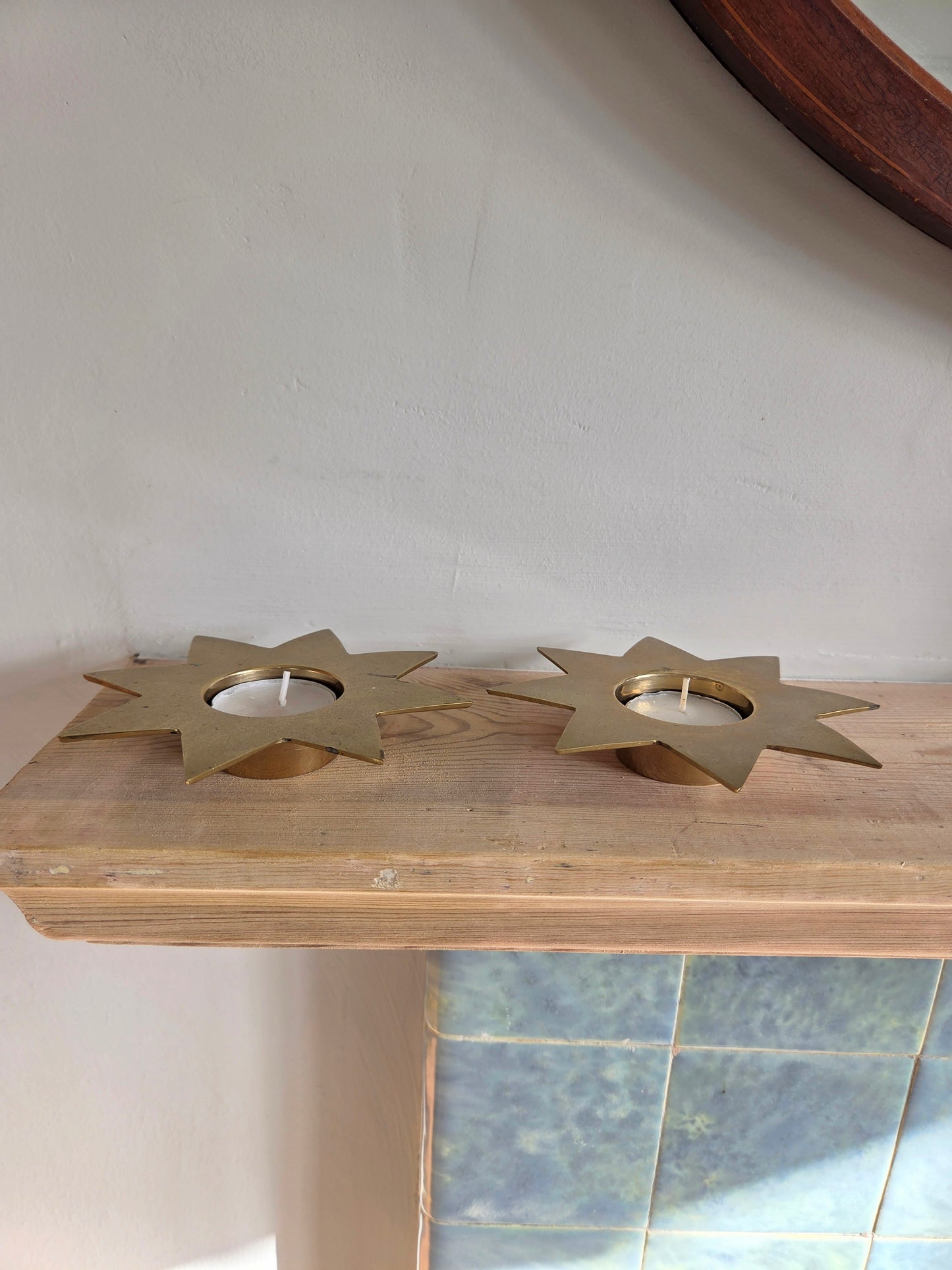 Pair of Brass Star Tealight Holders