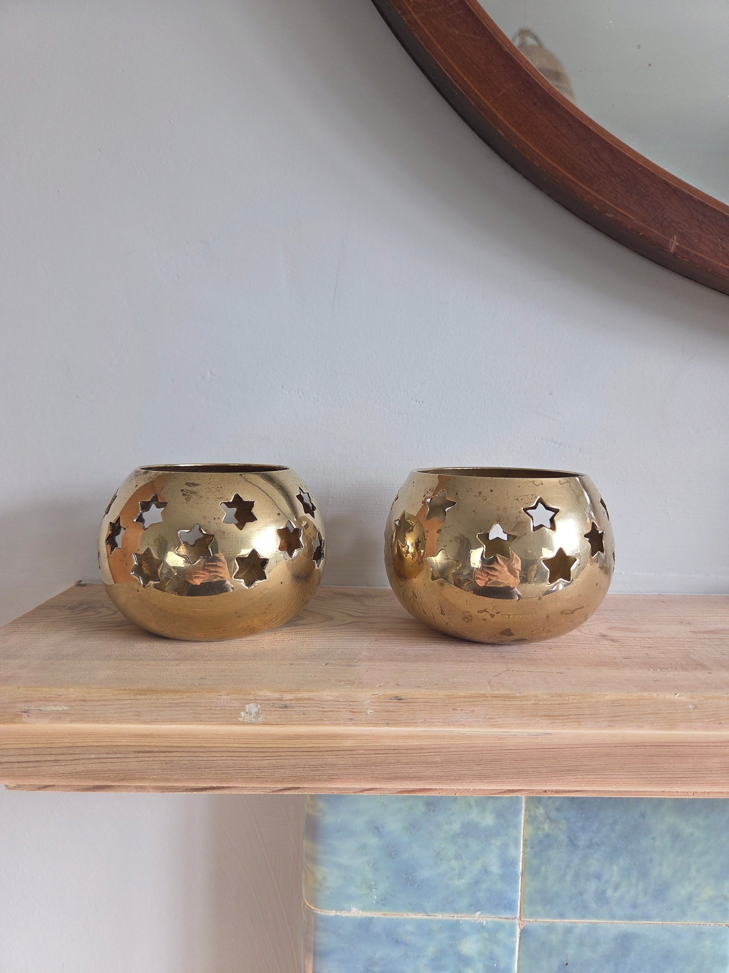 Pair of Large Celestial Tealight Votives
